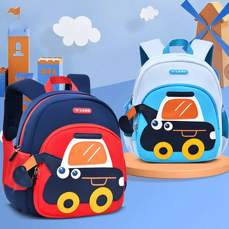 Cute Excavator School Bags for Boys Kids Cartoon School Backpack Breathable Waterproof Kindergarten Bag Mochila Infantil Kawaii