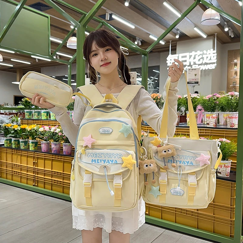 School Bags For Girls Japanese Style Kawaii For Large New Nylon Shoulder Bag Backpack School Set For Kinder Girl Kids Schoolbags