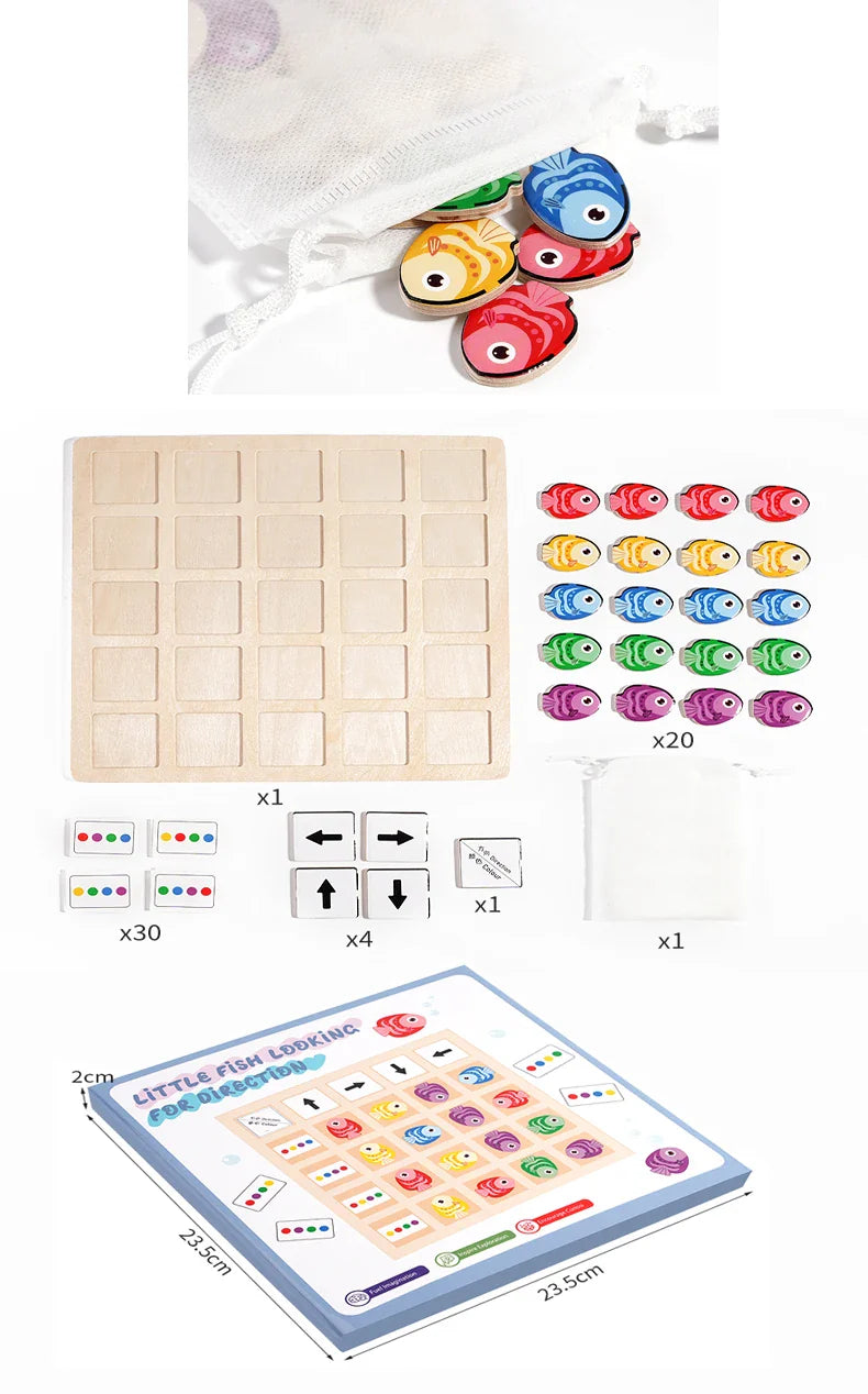 Children's Wooden Montessori Toys Kids Logical Thinking Training Direction Color Cognition Educational Battle Battle Board Game