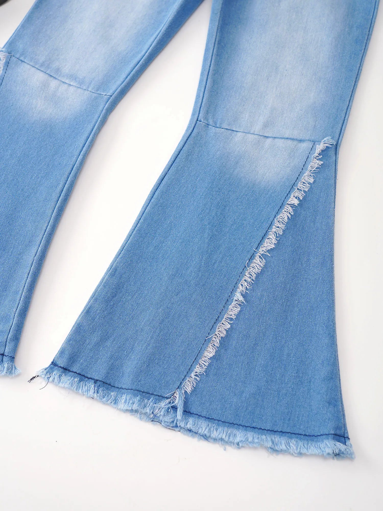 Kids Baby Girls Flare Pants Crisscross Ripped Bell Bottom Hem Denim Wide-leg Pants Children Toddler Cute Jeans Trousers Clothes