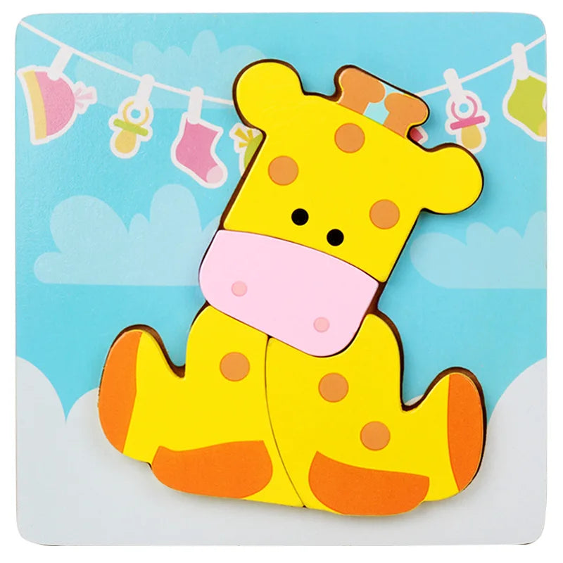 Wooden Baby 3d Puzzles For Kids Child Montessori Toys Dinosaur Animal Wooden Puzzle Game Educational Toys For Children P407