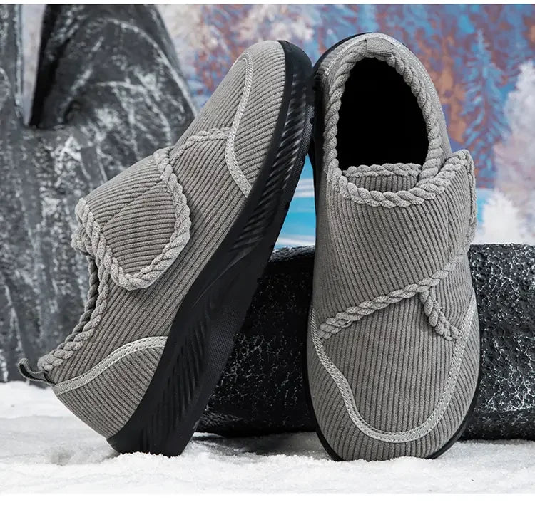 Wide Footed Shoes Winter Suede Casual Shoes Men Anti Slip Sole Loafers Women Minimalist Style Snow Comfortable Thick Soled Shoes
