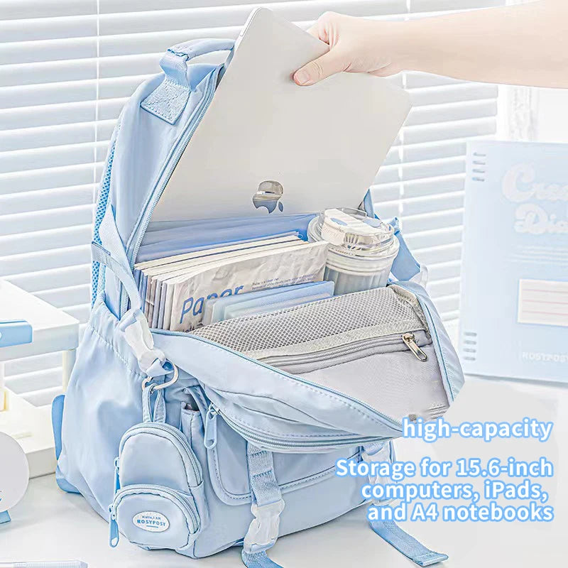 Cream Style Backpack for High School Girls with High Looks and Large Capacity Backpack Computer Bag