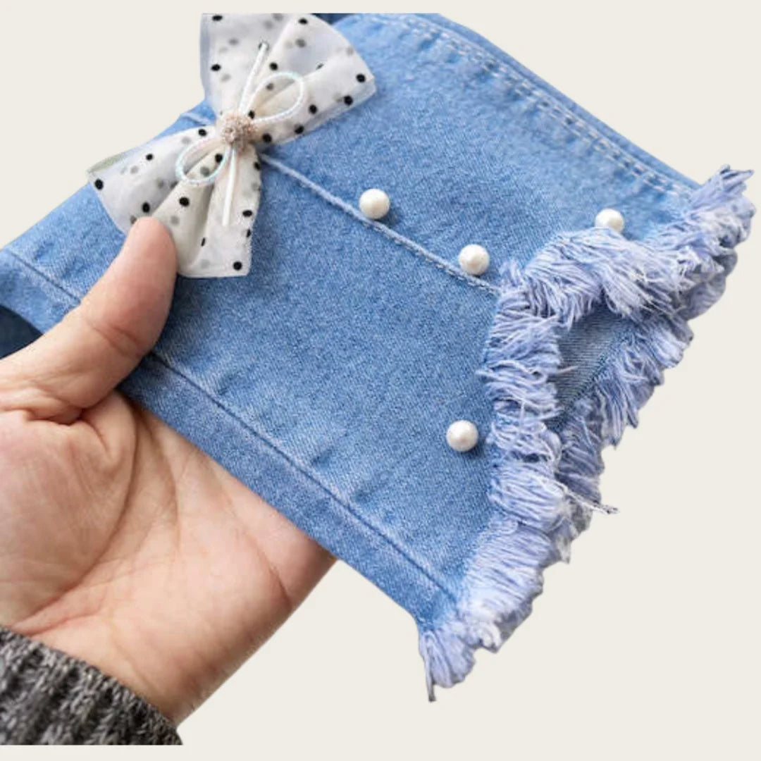 Children Infants Girls Casual Denim Pants Bow Tie Child Teenage Girl Jeans Clothes Fashion Kids Skinny Trousers Prints Clothing