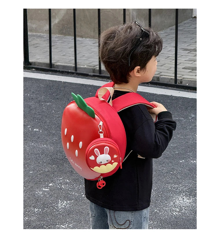 Cartoon Children Backpack 3D Strawberry Cute Toddler School Bags Fashionable New Outdoor Kids Eggshell Bag Accessories