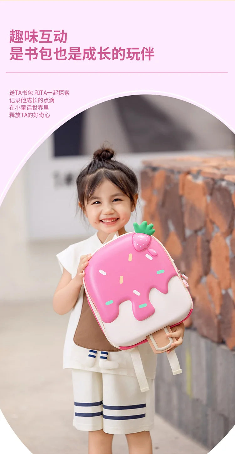 Ice Cream Children's Backpack Fashion Princess Schoolbag Kindergarten Baby Shoulders Bag 3D Cute Bookbag Kids Birthday Gifts
