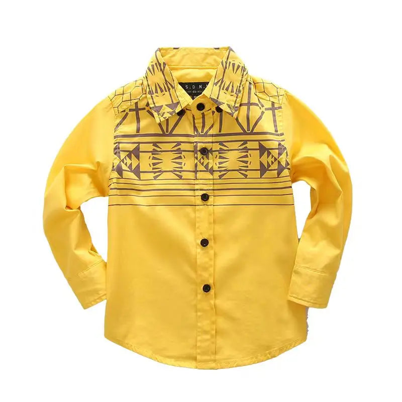 Boys Clothing Birthday party Kids shirt school uniform shirts Autumn Long Sleeve embroidery Little Horse pattern Children Tops