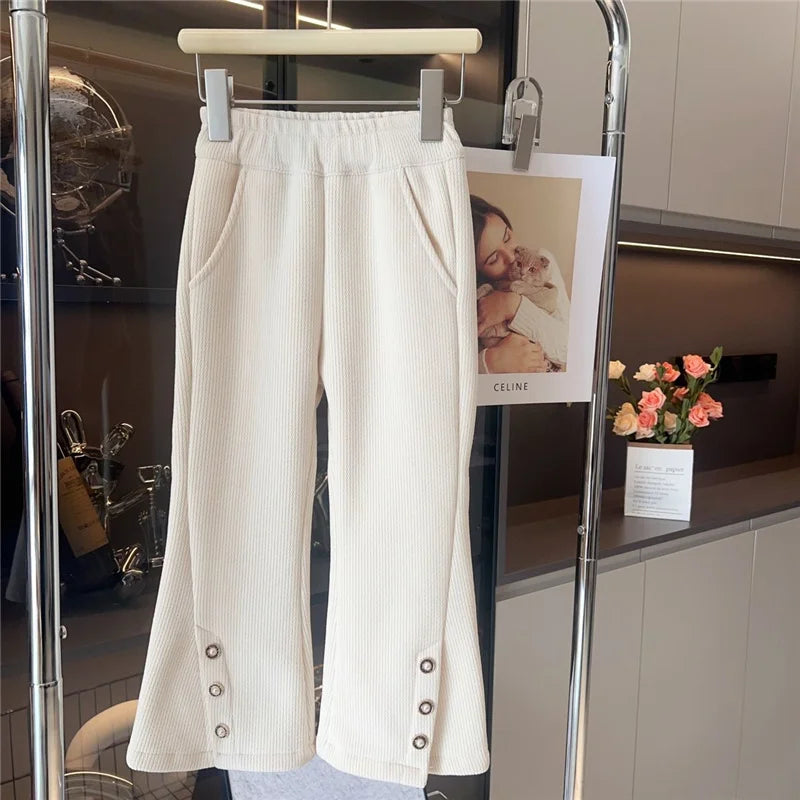 New Girls Flared Pants Kids Thin Cotton Trousers Spring Autumn Fashion Bell-bottom Trousers Teen Sweatpants 4-12 Years