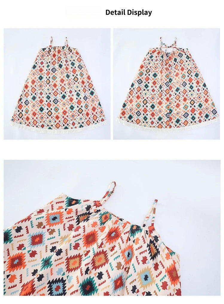 Girls' Summer Dress 2025 New Design for Children, Girls' Beach Bohemian Princess Dress for Older Kids.
