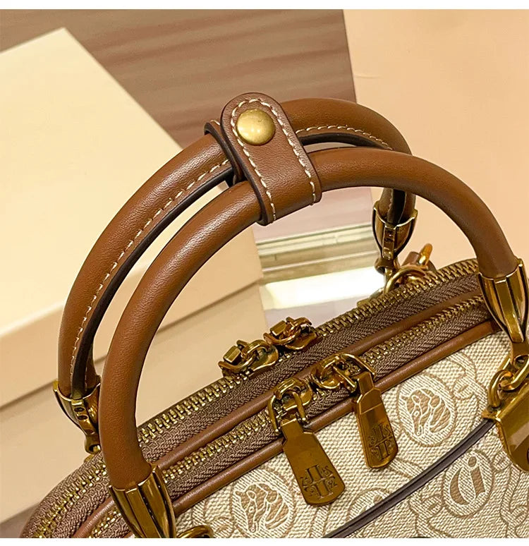 Light luxury brand women's handbag 2025 new retro versatile high-end lightweight single shoulder crossbody bag shell bag