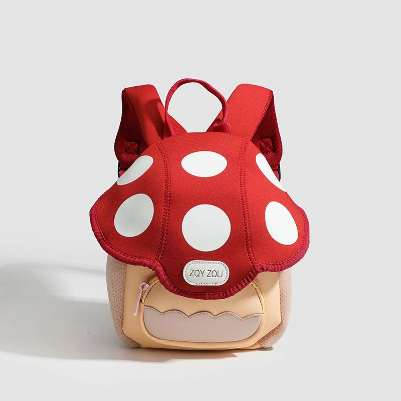 Mini cute bump color mushroom backpack kindergarten cute baby children double-shoulder cartoon schoolbag