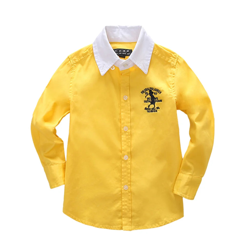 Boys Clothing Birthday party Kids shirt school uniform shirts Autumn Long Sleeve embroidery Little Horse pattern Children Tops