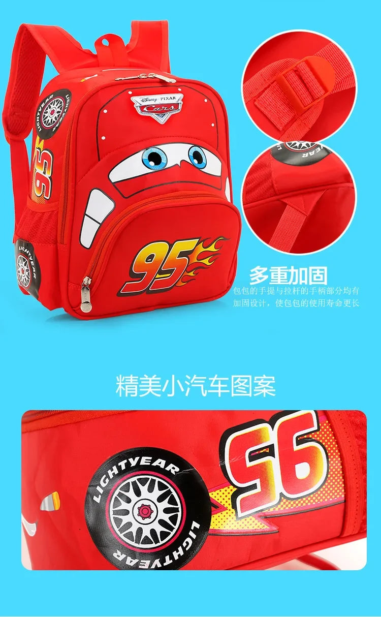 Cartoon Disney Cars 95 Series Kindergarten Safety Schoolbag 3D Car Shape Large Capacity Backpack Boys And Girls Surprise Gifts
