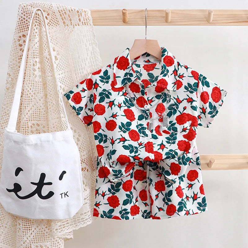 2PC Summer Baby Boys Clothes Set Children Boys Cartoon T-shirts + Shorts  Beach Outfits Kids Boys Tracksuits Vacation Suits