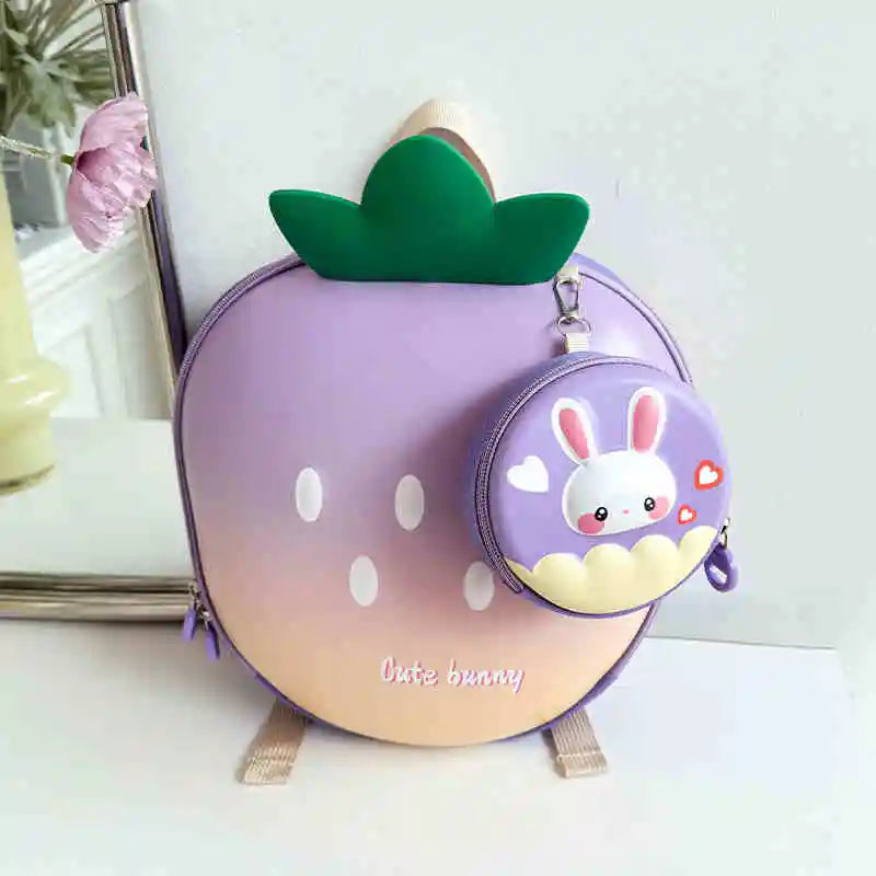 Cartoon Children Backpack 3D Strawberry Cute Toddler School Bags Fashionable New Outdoor Kids Eggshell Bag Accessories