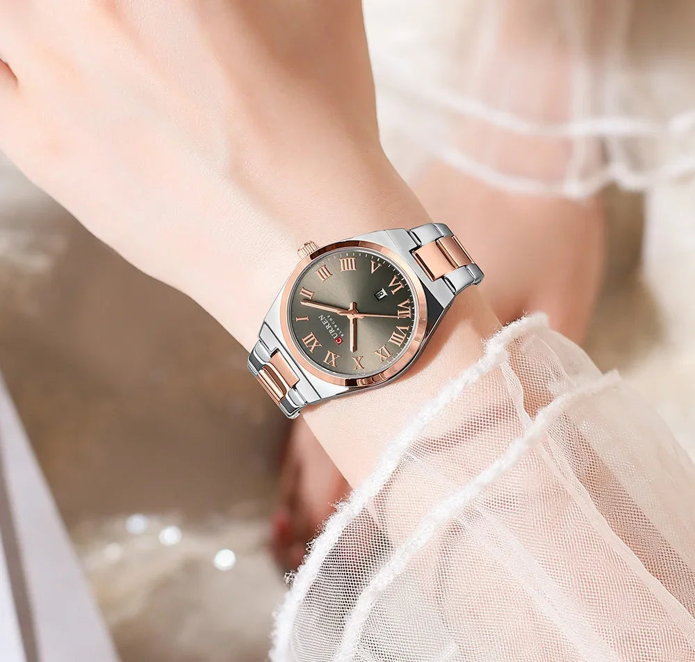 CURREN Watch Women,Watches for Women,Ladies Watches,Waterproof Fashion Dress Stainless Steel Bracelet Analog Watches Date