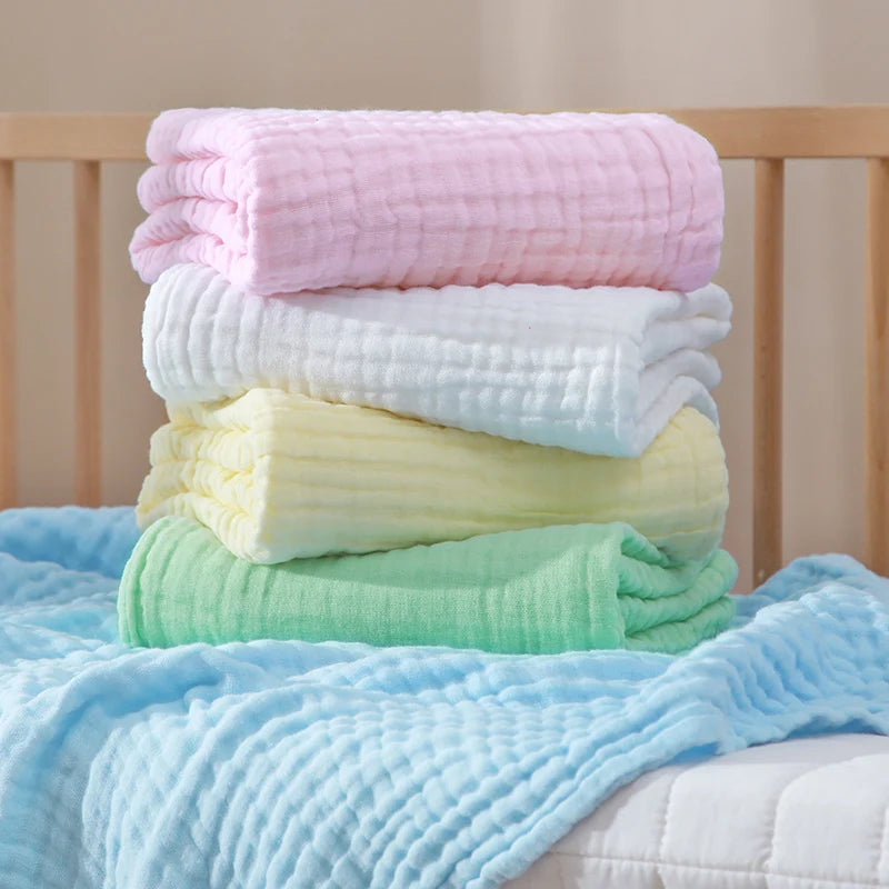 Six Layers of Pure Cotton Gauze Solid Color Bath Towel Soft Skin Absorbent 85*85cm