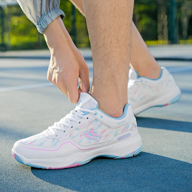 Men and Women Blue Athletic Shoes with Anti-Slip Sole for Indoor and Outdoor Sports High-quality Badminton Trainers for Student