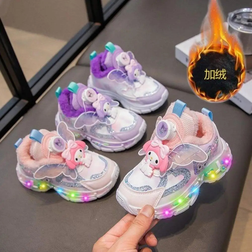 Sanrios Girls Sneakers My Melody Winter New Style Cotton Boots Cartoon Fashion Sports Casual Shoes Kawaii Cute Kids Cotton Shoes