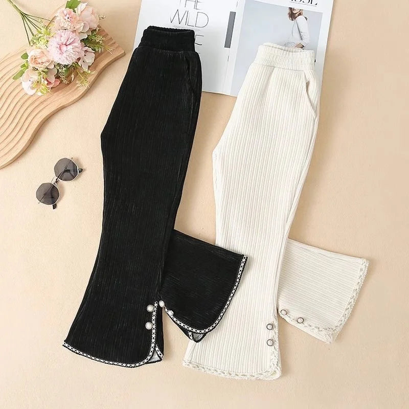 Girls Flared Pants Spring Kids Thin Trousers Autumn Fashion Bell-bottom Trousers Teen Sweatpants 4-12 Years