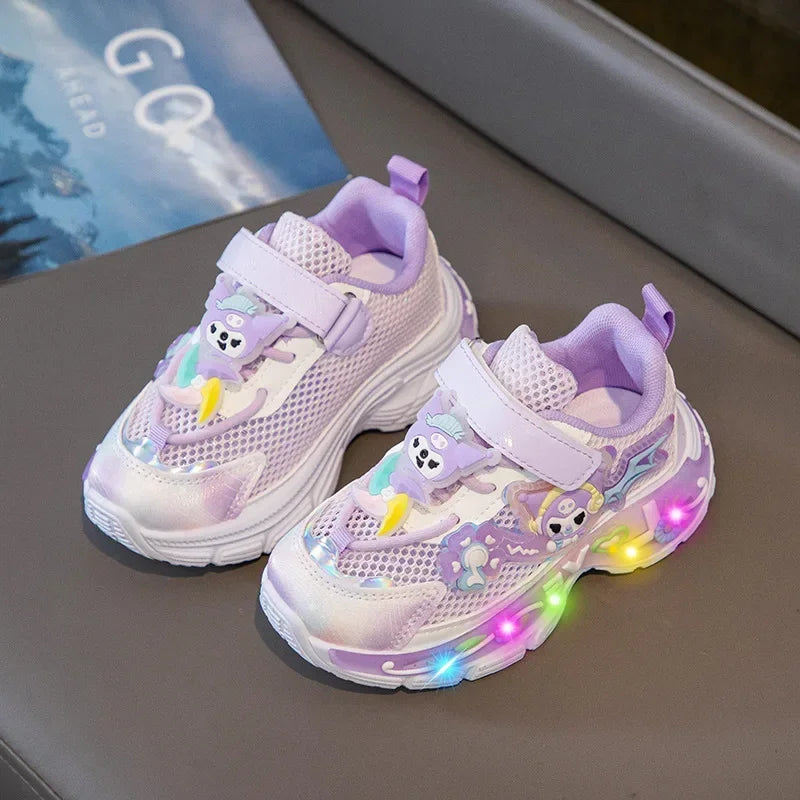 Sanrio Melody  Kids Running Shoes Spring Summer Swivel Button Casual Shoes hello kitty Girl Mesh Breathable Sneakers