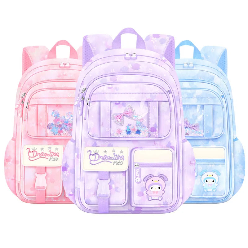 My Melody Kuromi Sanrios Backpack Student Bag Girl Cartoon Kawaii Anime Breathable Super Light Large Capacity Child School Bag