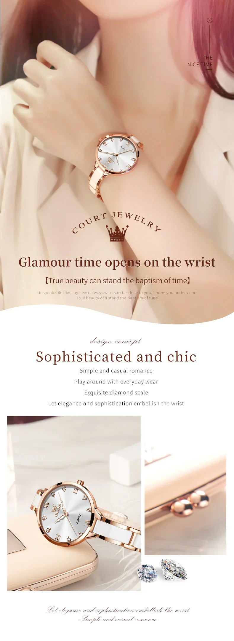 OLEVS Women's Watche Waterproof Ceramic Genuine Quartz Watch High Beauty Gift for Girlfriend Fashion Famous Watch Top Wristwatch