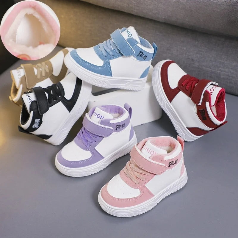 Children Winter Ankle Snow Boots Classics Casual Shoes For Boys Girls Non-slip Thicken Fleece Warm Outdoor Shoes Fashion Sneaker