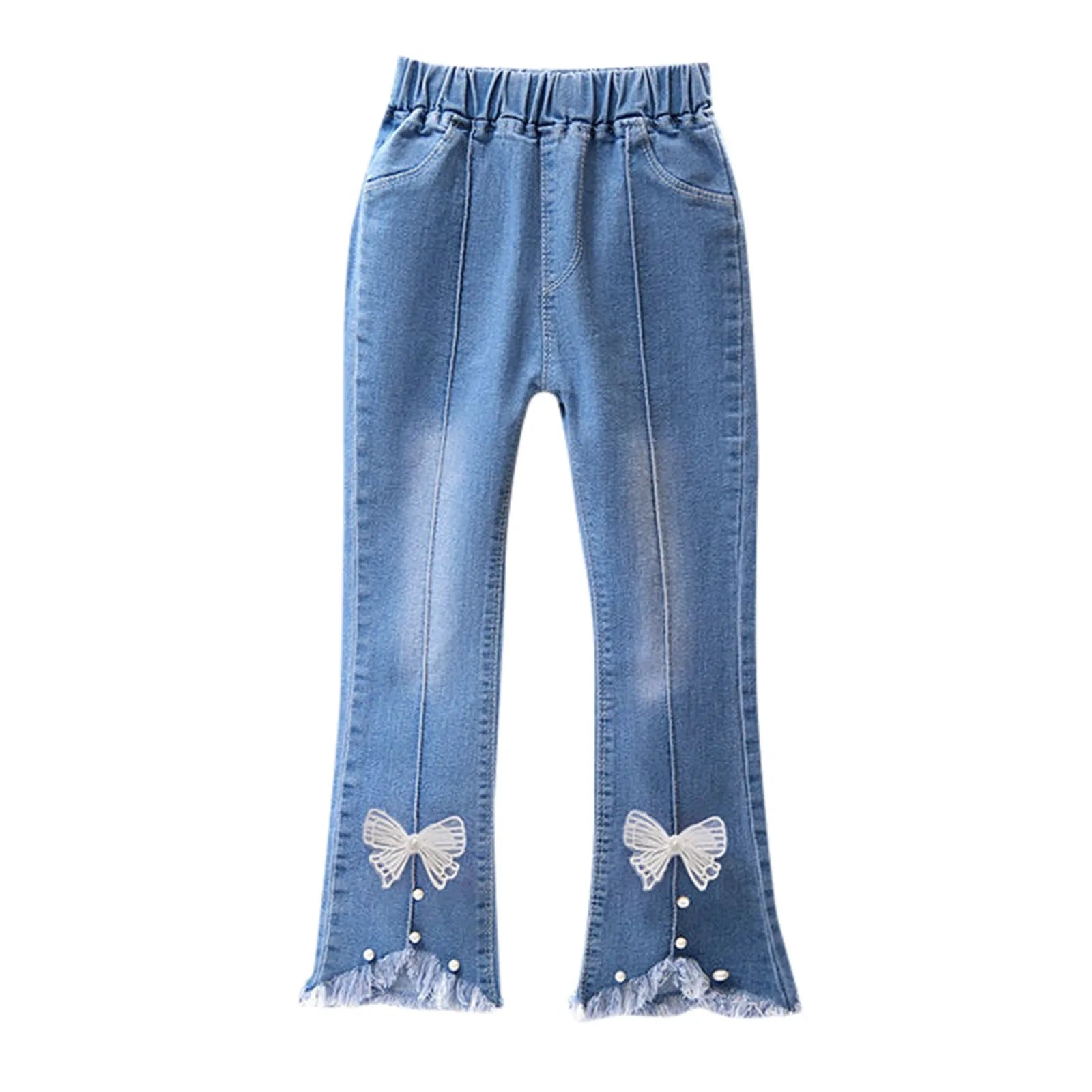 Girls Casual Jeans Elastic Waist Denim Wide Leg Pants Toddler Trousers Gymnastics Sweatpants Hotsale Trouser Ropa De NiñO