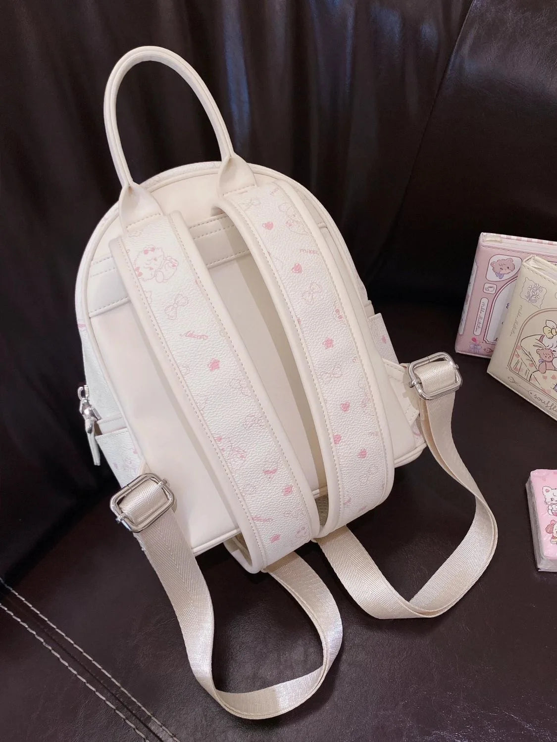Japanese and Korean PU printed backpack 2025 new small batch original casual minimalist ultra-light travel backpack school bag