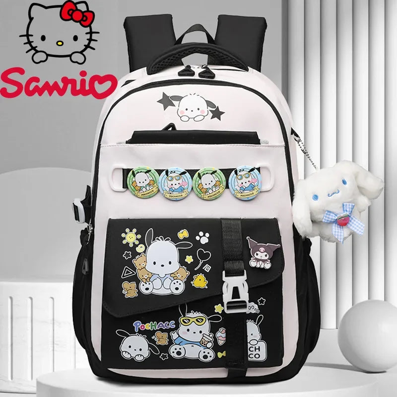Cinnamoroll Backpack Badges Plush Pendant Casual Cute Cartoon Shoulder Bag Adjustable Shoulder Strap Ultralight Gear