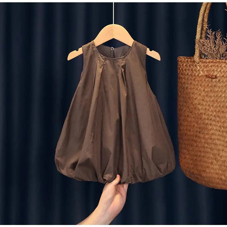 Girls' Summer Dress 2025 New Style French Flower Bud Summer Dress for Little Girls Baby Pure Cotton Vest Skirt