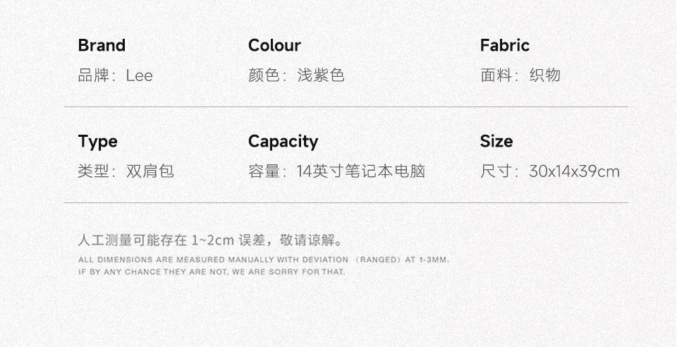 LEE Unisex Large Capacity Laptop School Bag for Women Man Leisure Oxford Waterproof Travel Backpack Candy Color Bookbag Trip