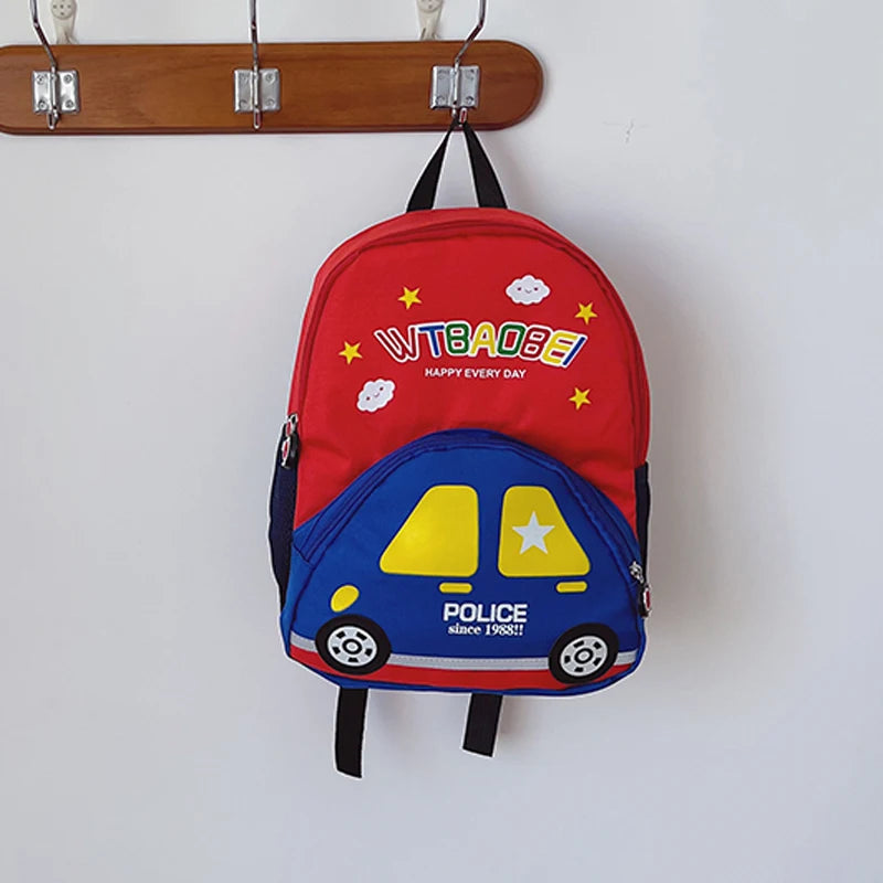 Kindergarten Bapa Boys School Bag 3 Years Old Car Digger Cartoon Character Dual oulder Straps Lightweight Waterproof