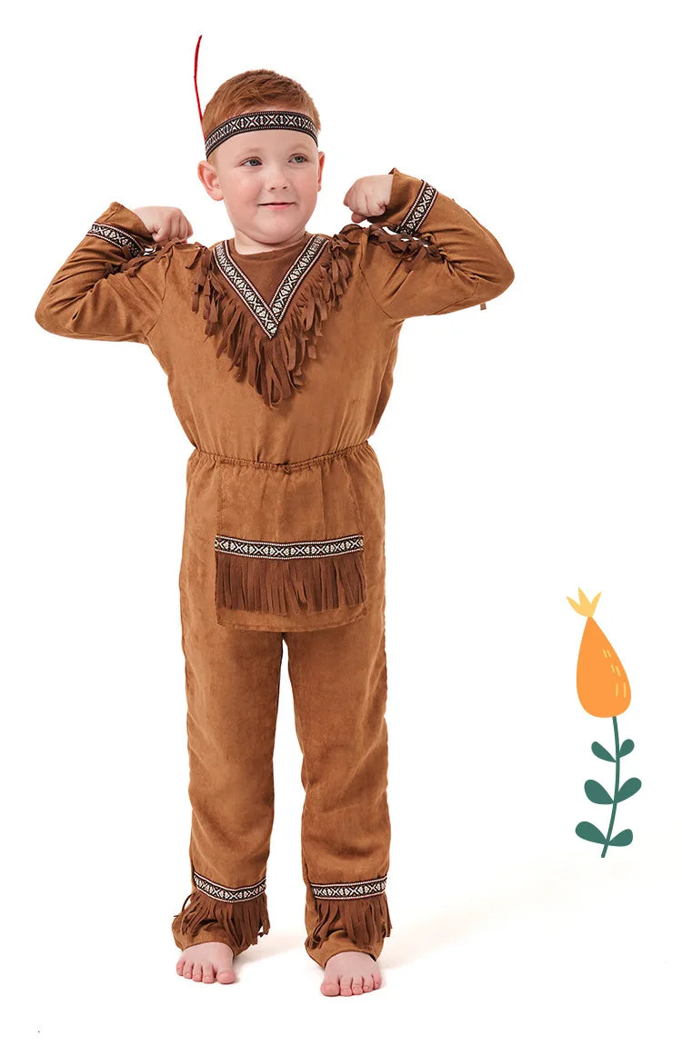 Boys Girls Indian Cosplay Costume Fancy Dress Halloween Party Cosplay Costume Festival Party Performance Costumes ﻿