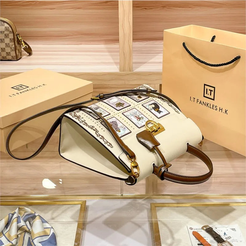 Women's handbag brand handbag 2025 new light luxury high-end designer retro crossbody shoulder bag