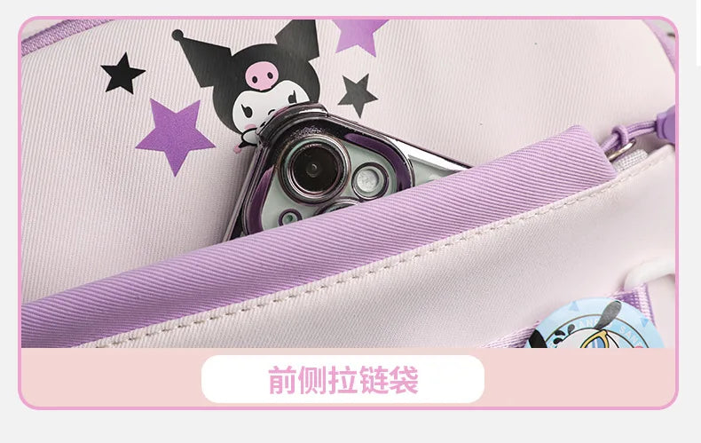 Cinnamoroll Backpack Badges Plush Pendant Casual Cute Cartoon Shoulder Bag Adjustable Shoulder Strap Ultralight Gear