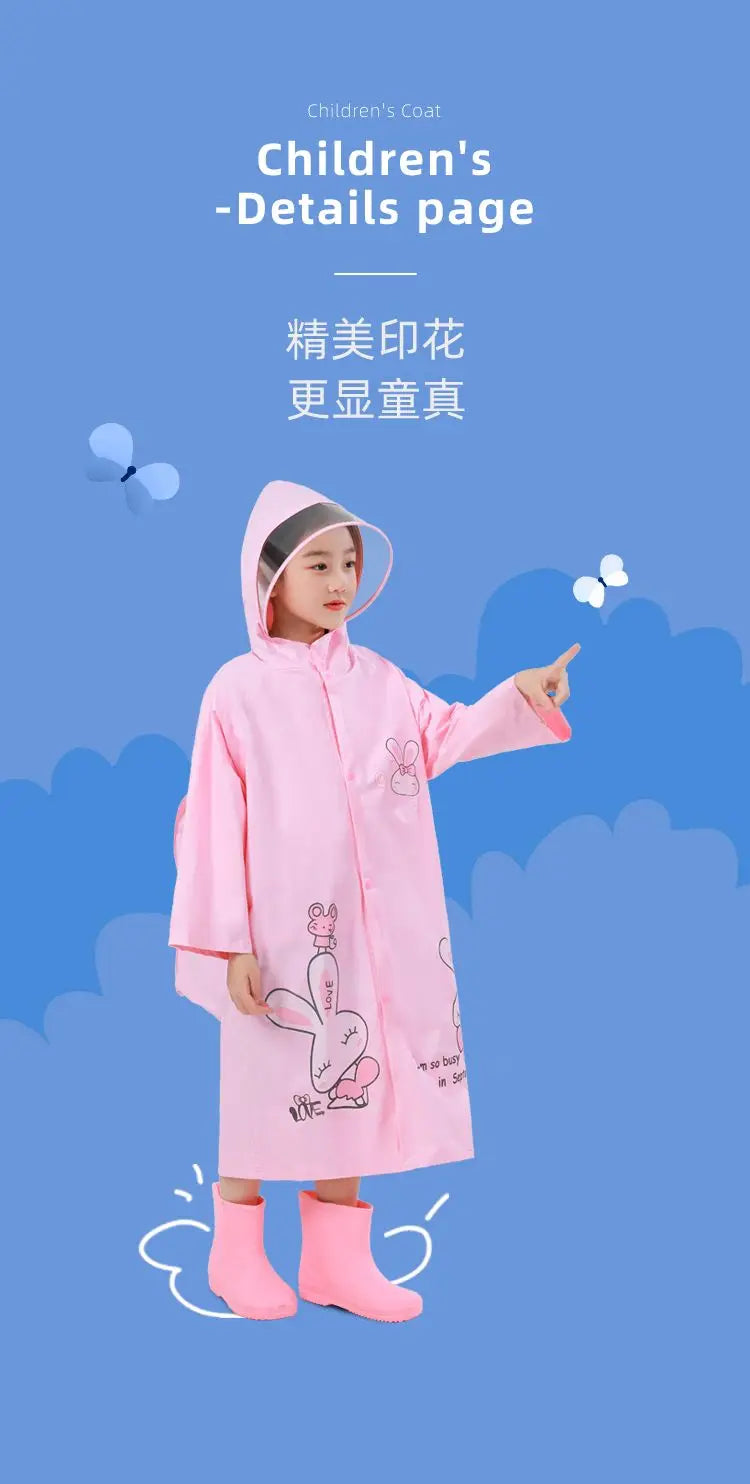 Sanrio Kuromi My melody Pochacco children's raincoat with school bag cute boys and girls kindergarten fashion student rain gear