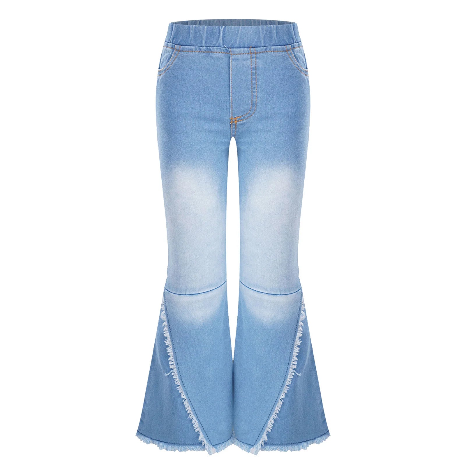 Kids Baby Girls Flare Pants Crisscross Ripped Bell Bottom Hem Denim Wide-leg Pants Children Toddler Cute Jeans Trousers Clothes