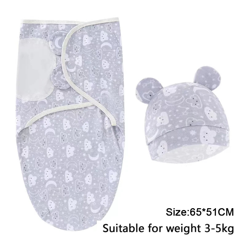 Pure cotton skin-friendly newborn baby wrap, easy to wear with, easy to change diapers, with a cap, give baby more protection