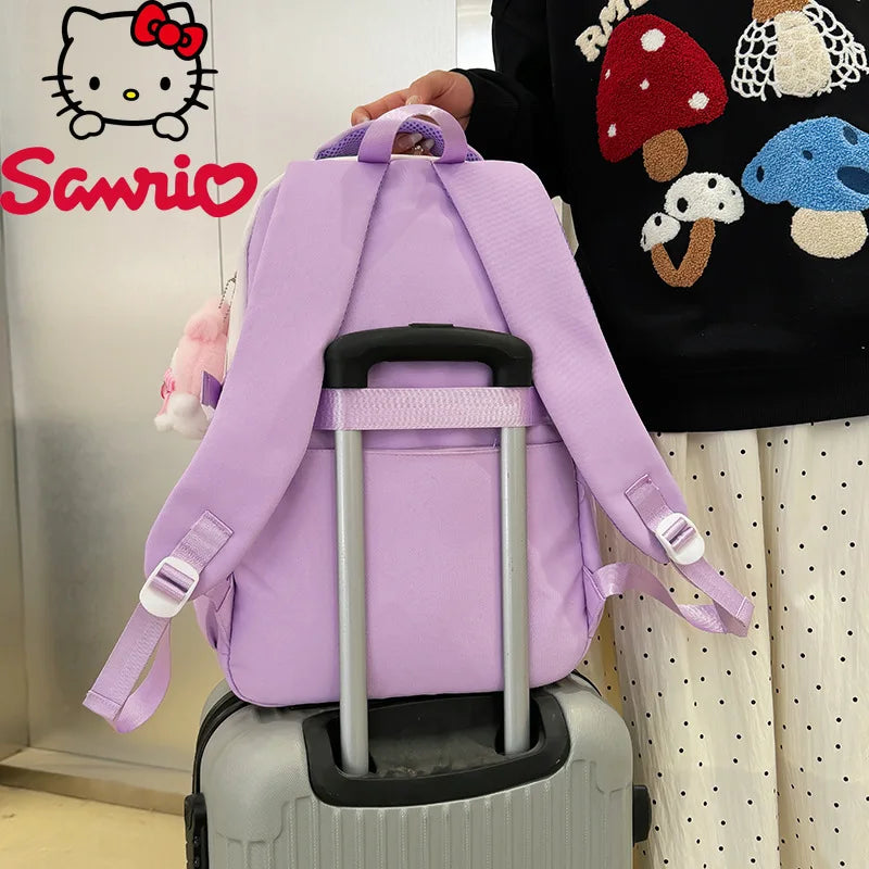 Cinnamoroll Backpack Badges Plush Pendant Casual Cute Cartoon Shoulder Bag Adjustable Shoulder Strap Ultralight Gear
