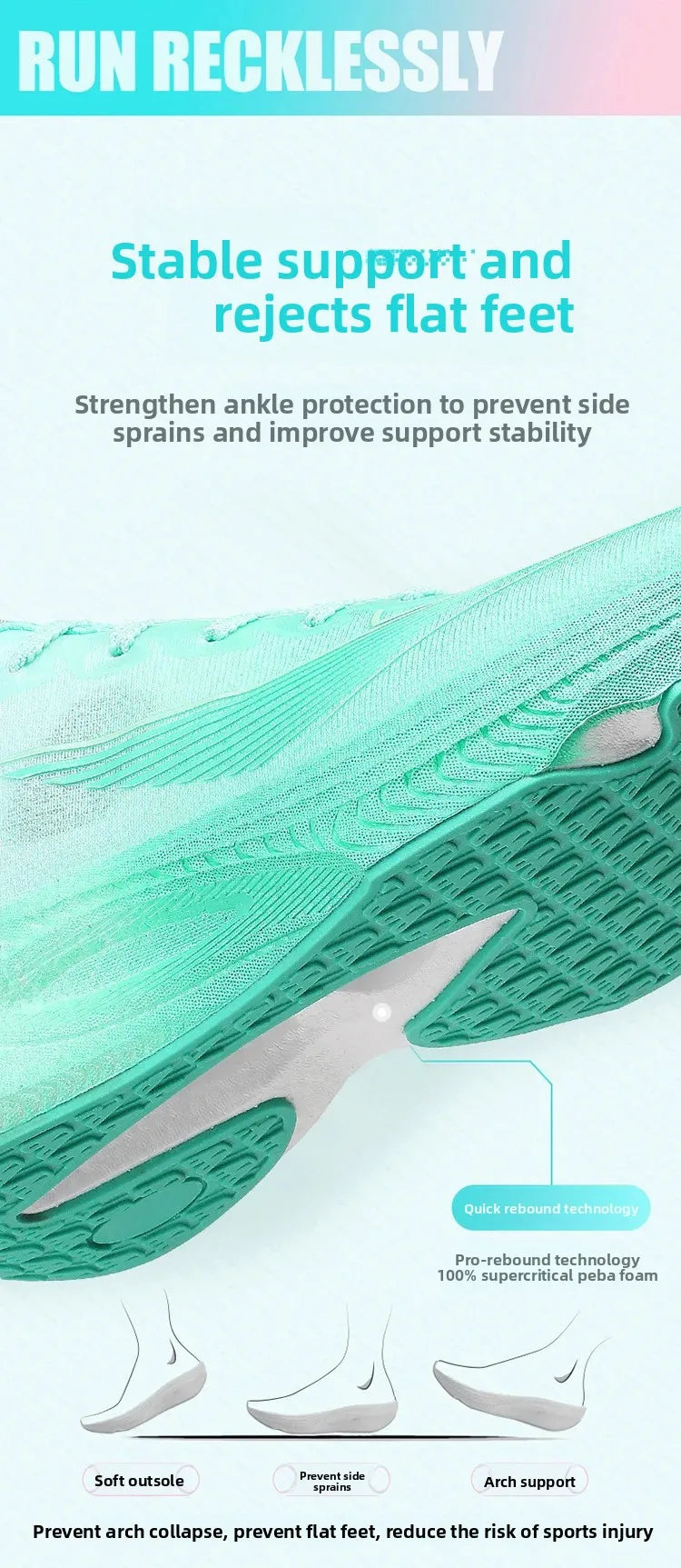 Unisex Breathable Mesh Running Shoes Lightweight Shock Absorption Carbon Plate Casual Versatile Sports Sneakers for Couples
