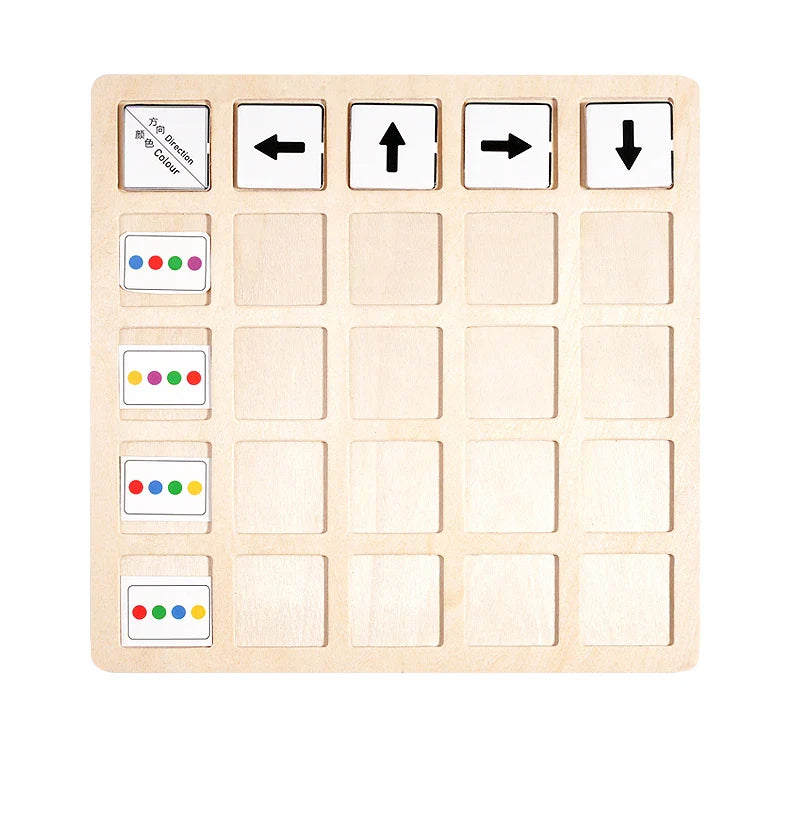 Children's Wooden Montessori Toys Kids Logical Thinking Training Direction Color Cognition Educational Battle Battle Board Game