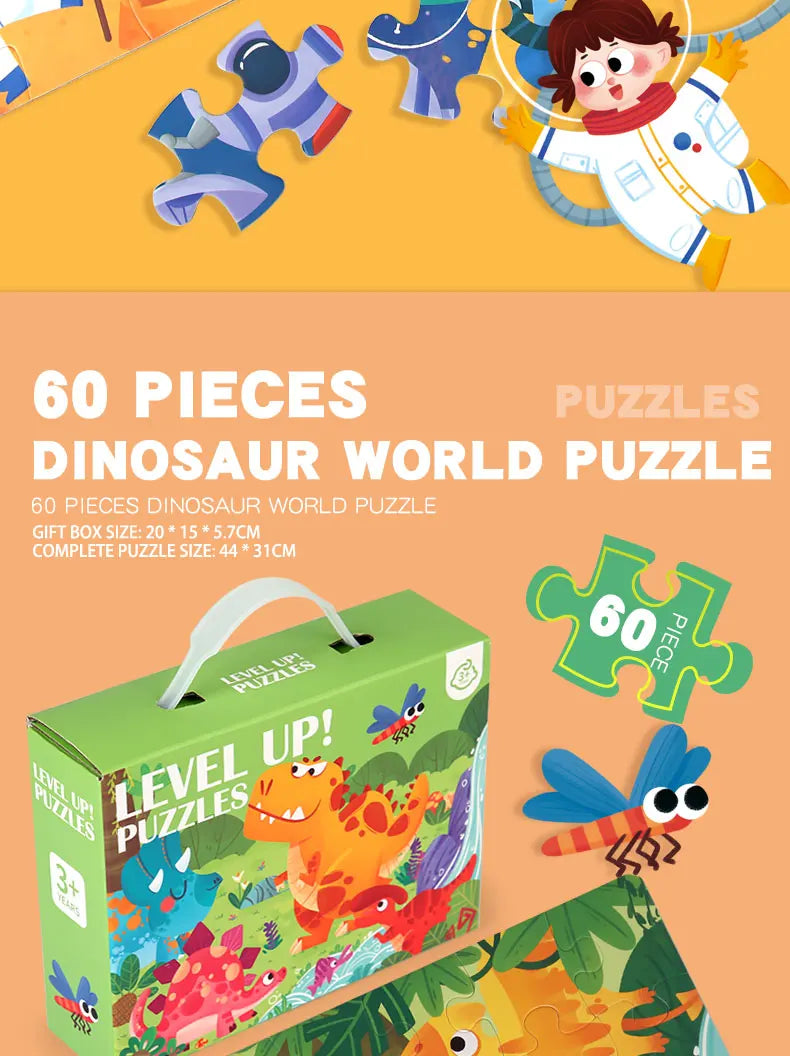 60-piece paper Custom Montessori Kids cartoon puzzle puzzle creative toy puzzle set for kids boys and girls