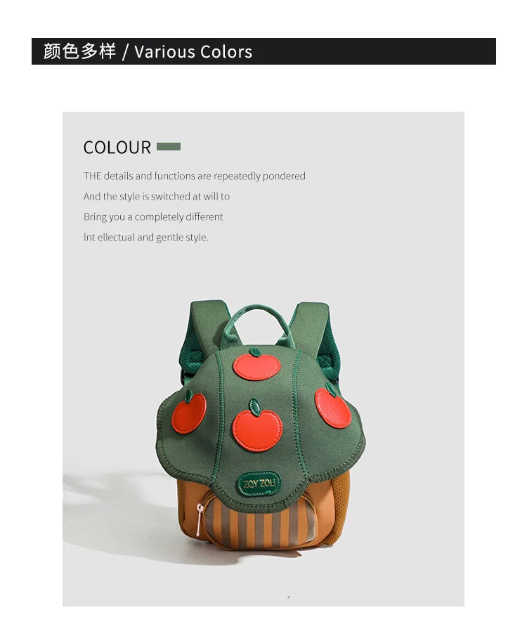 Mini cute bump color mushroom backpack kindergarten cute baby children double-shoulder cartoon schoolbag