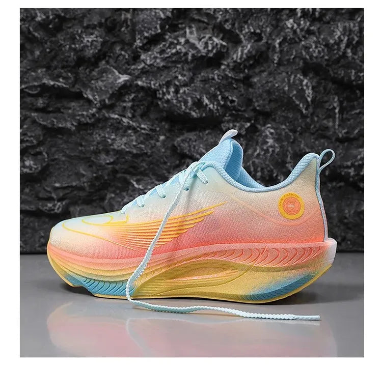 Unisex Breathable Mesh Running Shoes Lightweight Shock Absorption Carbon Plate Casual Versatile Sports Sneakers for Couples