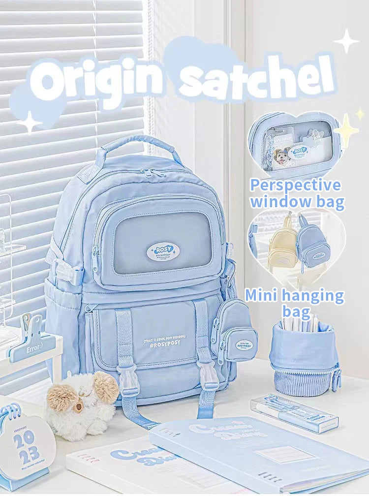 Cream Style Backpack for High School Girls with High Looks and Large Capacity Backpack Computer Bag