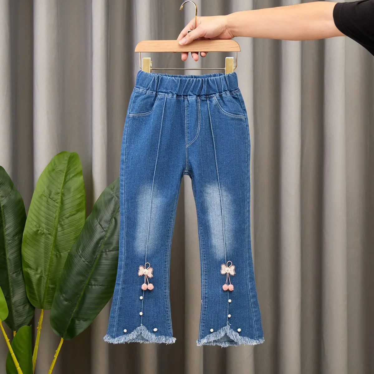 Spring Autumn Kids Baby Girls Cowboy Pants Baby Girls Jeans Casual Girls Jeans Children Clothing Kids Bell-bottoms Jeans