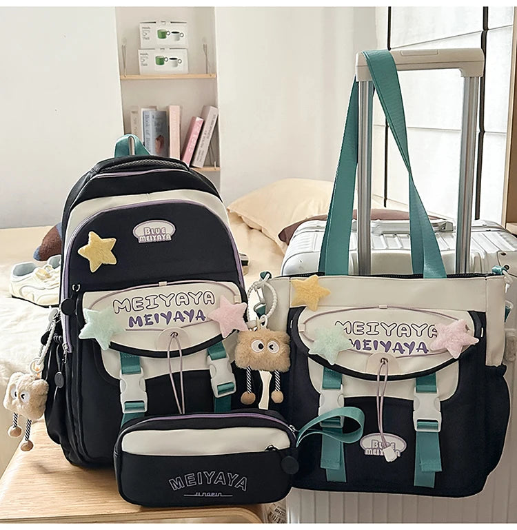 School Bags For Girls Japanese Style Kawaii For Large New Nylon Shoulder Bag Backpack School Set For Kinder Girl Kids Schoolbags