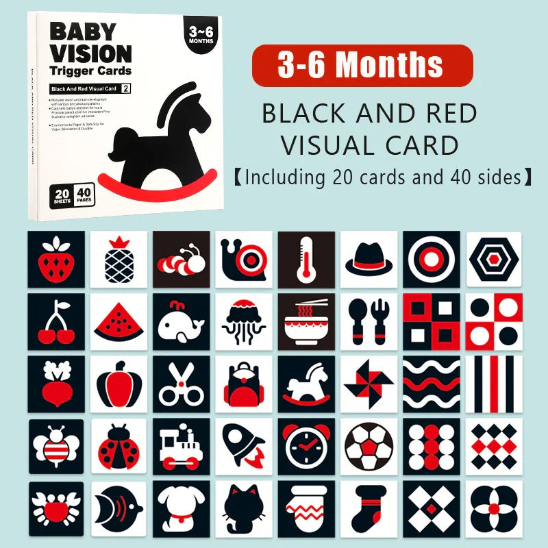 Flash Cards Baby Visual Stimulation Cards for Toddlers Sensory Development Early Education Learning Toys For Newborn Funny Gifts